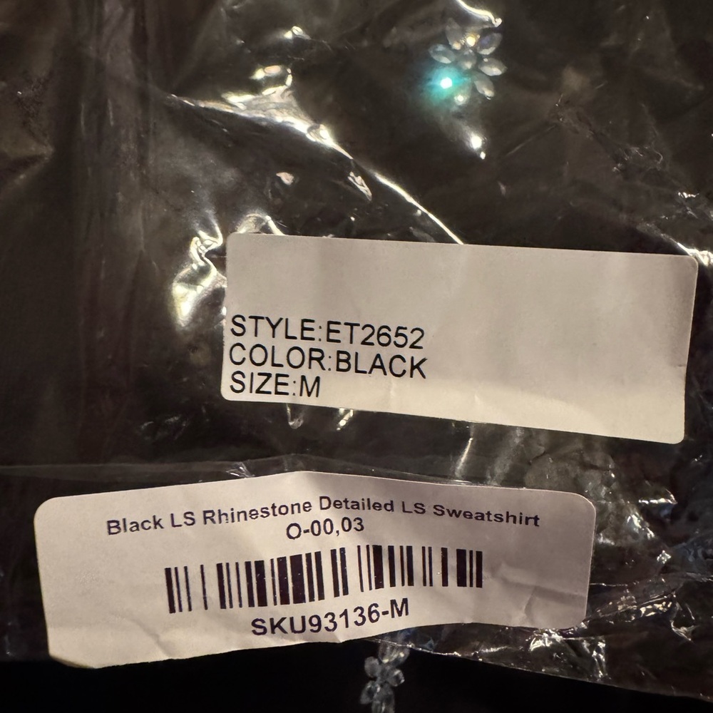 Brand new Black Sweatshirt with rhinestone detail - Picture 6 of 6